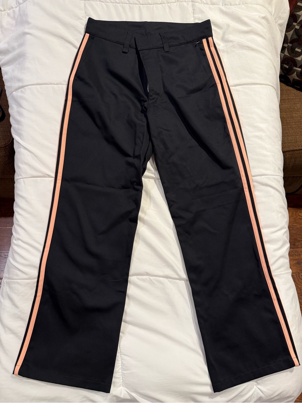 Nora chinos adidas unisex Black Track Pants with Peach Side Stripes
